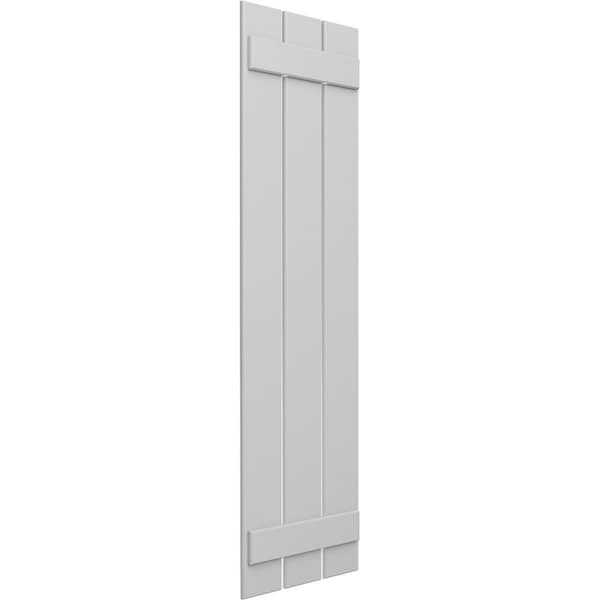 True Fit PVC Three Board Spaced Board-n-Batten Shutters, Primed, 17 1/8W X 26H